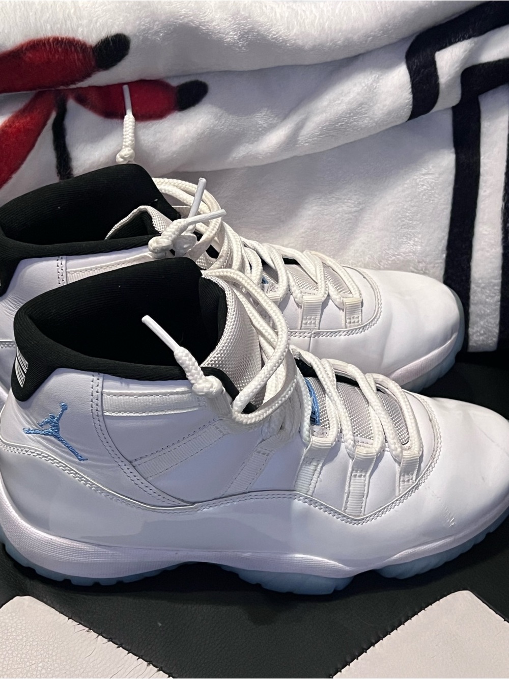 Jordan Kids White & Black High-Top Sneakers with Light Blue Jumpman